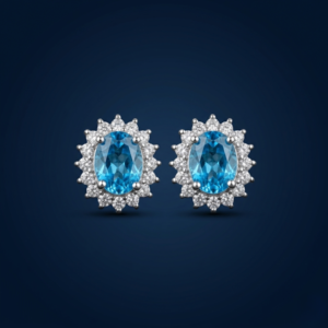 Blue Topaz CLuster Earrings Pure Silver