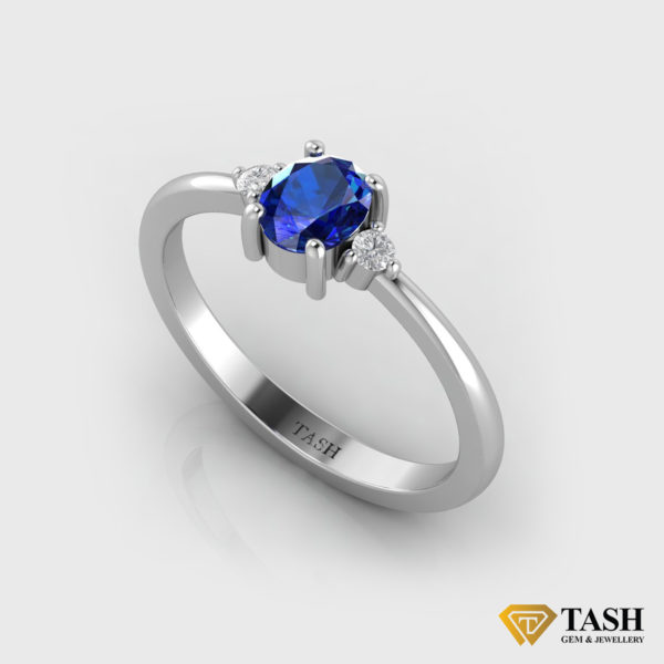 1.2 Carat Natural Sapphire and 14K / 18K Solid Gold Solitaire Ring for Women  | Blue Oval Gemstone Engagement Ring | Single Stone Ring | Benati