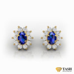 18K Blue Sapphire Cluster Earrings
