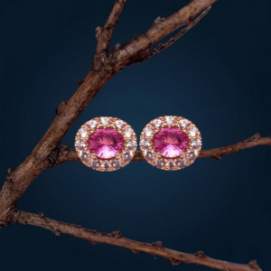 Ceylon Pink Sapphire Rose Gold Studs