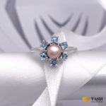 Pearl & Blue Topaz Flower Ring