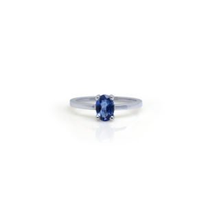 Oval Blue Sapphire Solitaire Ring