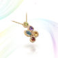 Multicolored stones halo pendant