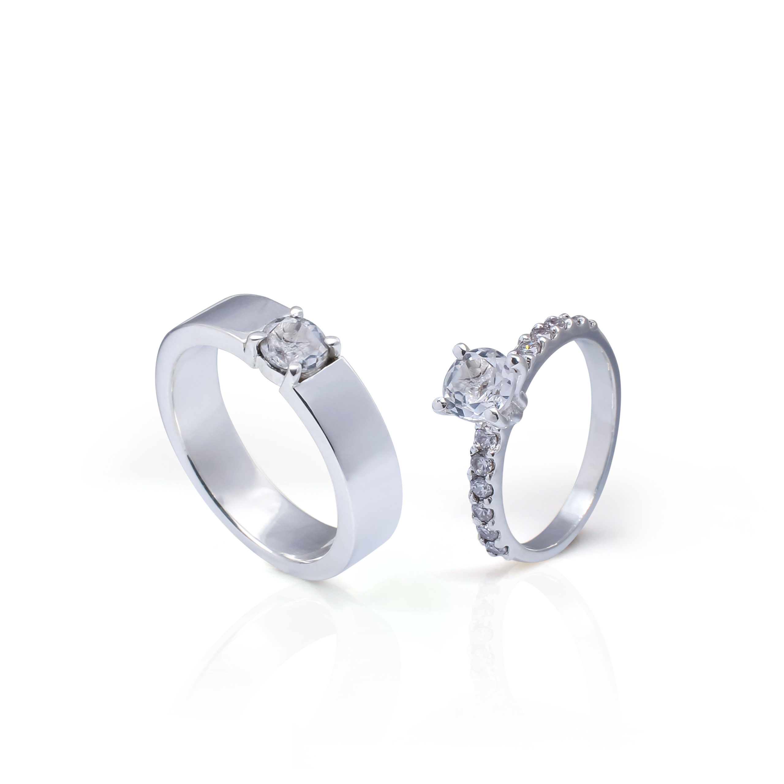 Threefold Radiant Essence Diamond Fusion Couple Rings