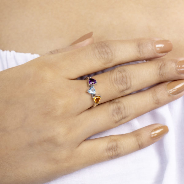 Trillion Multicolored Gemstones Ring