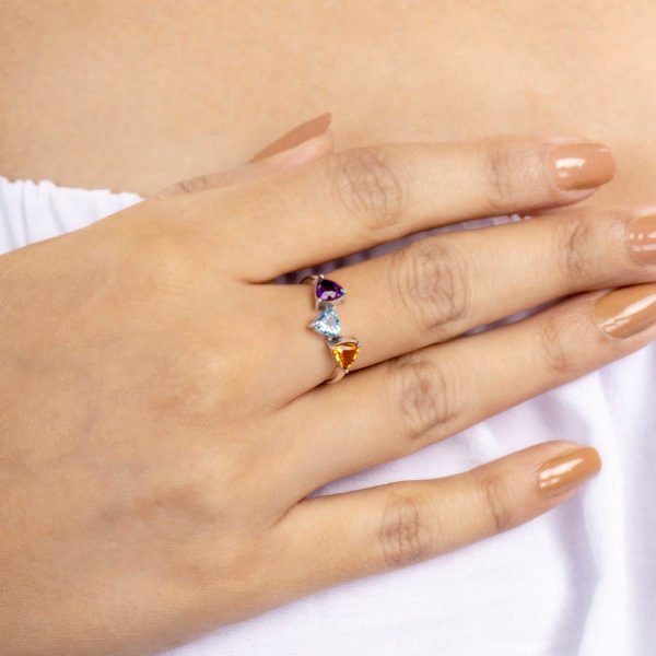 Trillion Multicolored Gemstones Ring