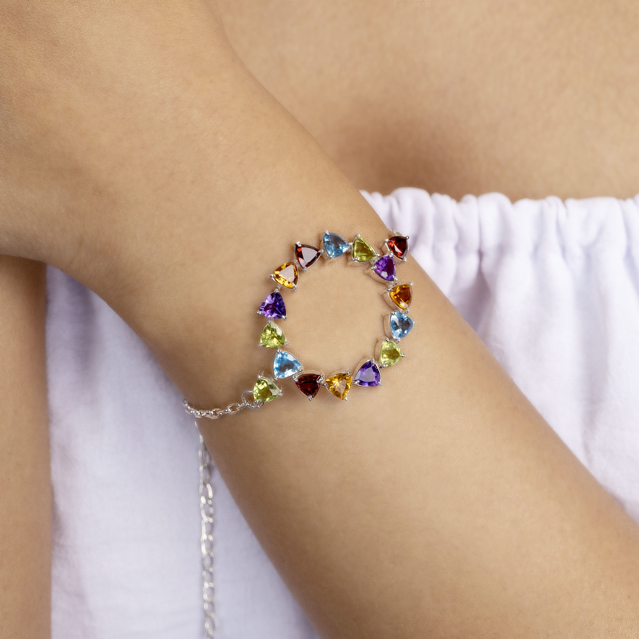 Trillion Multicolored Gemstones Bracelet