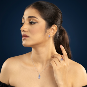 Blue Sapphire Wave Jewelry Set