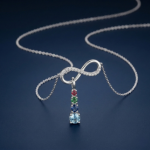 Multicolored Infinity Necklace in Pure Silver