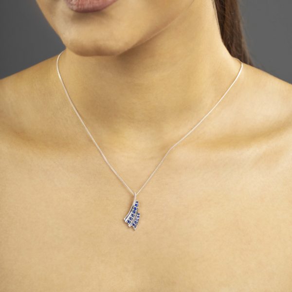 Blue Sapphire Wave Necklace