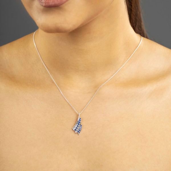Blue Sapphire Wave Necklace