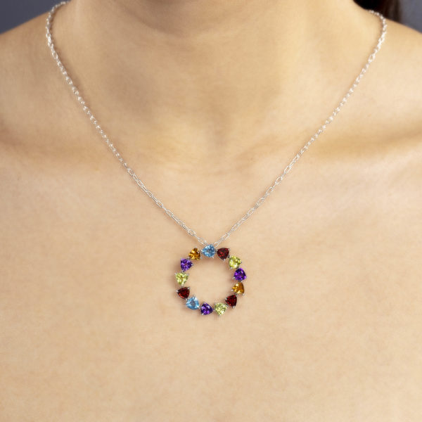 Trillion Multicolored Gemstones Necklace