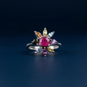 Multicolored Sapphire Bloom Ring