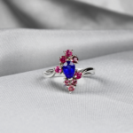 Pink and Blue Sapphire Blossom Ring