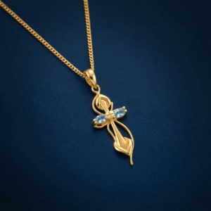 Blue Topaz Designer Cross Necklace