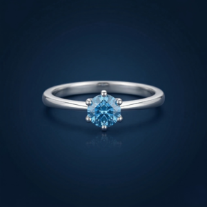 Blue Topaz Solitaire Ring in Pure Silver