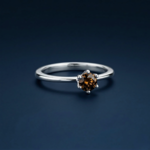 Natural Brown Sapphire Solitaire Ring in Pure Silver