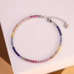 Multicolored Tennis Bracelet – 925 Silver with Rhodium Plating