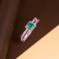 Emerald Halo Sparkle Ring